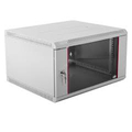 Шкаф телекоммуникационный настенный разборный 6U (600х520) дверь стекло черный