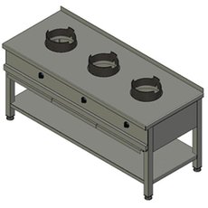 Газовая вок-плита большая KSW 03 8787 с закрытым стендом и краном