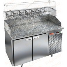 Стол холодильный для пиццы HiCold PZ3-11/SN (каменная столешница под витрину)