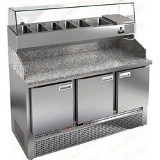 Стол холодильный для пиццы HiCold PZE3-111/SN (каменная столешница под витрину)