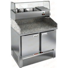 Стол холодильный для пиццы HiCold PZE3-11/GN (каменная столешница под витрину)