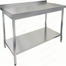 Стол пристенный с бортом и полкой (столешница 1мм) НСО-12/6БП-1