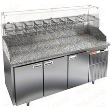 Стол холодильный для пиццы HiCold PZ3-111/GN (каменная столешница под витрину)