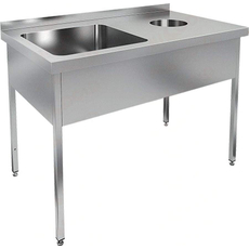 Ванна моечная НДСО1М-15/7БП (БЛ) с отверстием для сбора отходов, 1 мойка 500х500х300