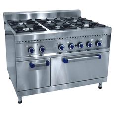 Газовая плита 6-конфорочная Abat ПГК-69ЖШ газовая духовка, нерж.