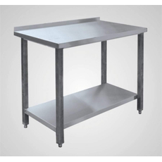 Стол пристенный с бортом СПРП-7-6 (каркас с полкой - нерж.)