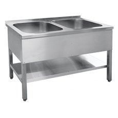 Ванна моечная 2-секц. ВМП-7-2-5РН (с полкой, вся нерж.)