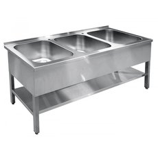 Ванна моечная 3-секц. ВМП-7-3-5РН (с полкой, вся нерж.)