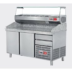 Холодильный стол для пиццы и салатов Fornazza (с гранитной столешницей, 3 двери, 2 ящика)