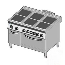 Плита 6-конфорочная 900 серии Tecnoinox PF12E9