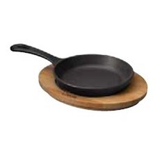 Сковорода чугунная на деревянной подставке Paderno 16 см