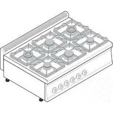 Плита 6-конфорочная 700 серии Tecnoinox PC105G7 ГАЗ