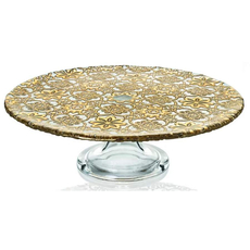 Подставка для торта на ножке IVV ARABESQUE 32 см (золотая отделка)