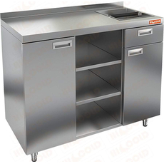 Стол для кофемашин с отверстием и бортом HiCold НБМКМО-12/5Б