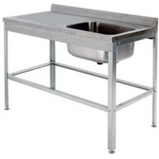 Ванна цельнотянутая, встроенная в стол справа, с бортом и полкой под смеситель ВЦСП 12/6 (э)