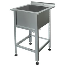 Ванна моечная сварная с бортом и полкой под смеситель ВМП 1/6 (нерж.)