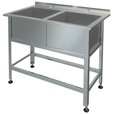 Ванна моечная сварная с бортом и полкой под смеситель ВМП 2/5 (э)