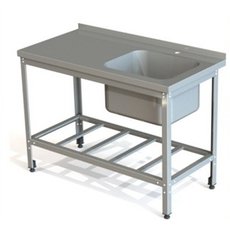 Ванна моечная ВМНШ 120/60 ЛМ / ПМ (цельнотянутая, пристенная)