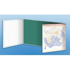 Доска аудиторная, меловая, магнитно-маркерная, трехэлементная (клетка, линейка, пропись, карта мира) + комплект тематических магнитов КМ-1Доска аудиторная, меловая, магнитно-маркерная, трехэлементная (клетка, линейка, пропись, карта мира) + комплект темат