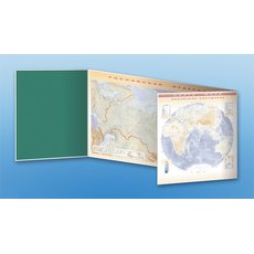 Доска магнитно-маркерная, трехэлементная "Карта мира" (полноцветная) + комплект тематических магнитов КМ-3