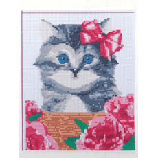 Канва для вышивки крестиком "Котенок в корзинке", 25*20 см