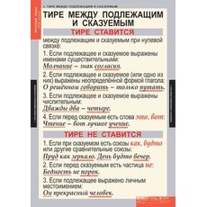 Комплект таблиц "Русский язык 8 класс" ( 7 таб.)