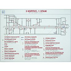 Мнемосхема 610 х 470 мм и настенное крепление прямое. Тактильная