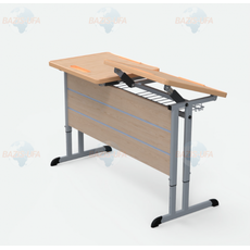Стол ученический двухместный на плоскоовальной трубе с наклоняемой столешницей