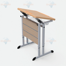 Стол ученический одноместный на плоскоовальной трубе с наклоняемой столешницей