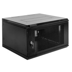 Шкаф телекоммуникационный настенный разборный 9U (600х350) дверь стекло черный