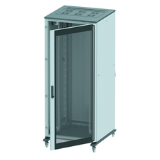 Напольный шкаф 38U 800х1200 двери стекло/сплошная укомпл вводом и загл RAL 9005