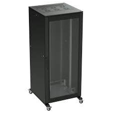 Шкаф напольный 24U 600х800 двери стекло/сплошная укомплектован вводом и заглушками RAL9005