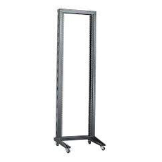 Стойка двухрамная 19 42U 600x600 на роликах серая