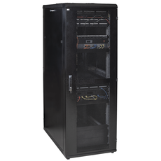 Шкаф напольный 19дюйм 24U 1163х600х800мм (ВхШхГ) дверь стекл серый