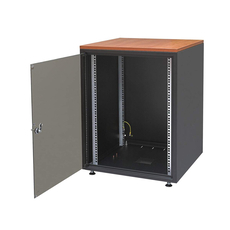 Шкаф напольный SJB 19 10U 515x600х500мм стеклянная дверь серый (RAL7035) столешница Calvados нагрузка 30кг (собранный)