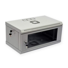 Шкаф настенный 19-дюймовый серия SJ2 4U 248x600х400 со стеклянной дверью серый