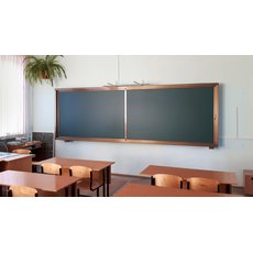 Раздвижная меловая доска на рельсовой системе, 2 рабочие поверхности