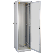 Шкаф напольный 19дюйм 24U 1163х800х800мм(ВхШхГ) дверь стекл с бок вставк серый