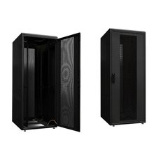 Шкаф напольный 19дюйм 42U 1963х600х600мм (ВхШхГ)перед и задн двери сталь черный