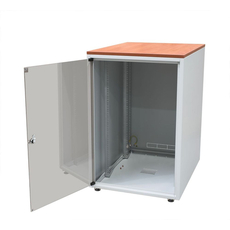 Шкаф напольный SJB 19 15U 737x600х400мм стеклянная дверь серый (RAL7035) столешница Calvados нагрузка 38кг (собранный)