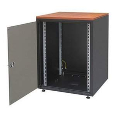 Шкаф напольный SJB 19 15U 737x600х500мм стеклянная дверь черный (RAL9005) столешница Calvados нагрузка 38кг (собранный)