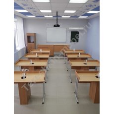 Стол ученический лабораторный для кабинета химии с сантехникой и коробом