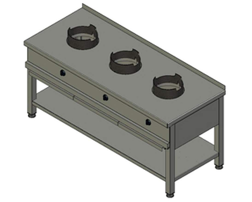 Газовая вок-плита большая KSW 03 8787 с закрытым стендом и краном