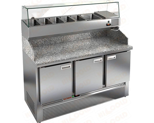 Стол холодильный для пиццы HiCold PZE3-111/SN (каменная столешница под витрину)