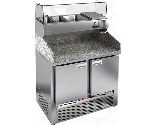Стол холодильный для пиццы HiCold PZE3-11/SN (каменная столешница под витрину)