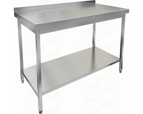 Стол пристенный с бортом и полкой (столешница 1мм) НСО-13/6БП-1