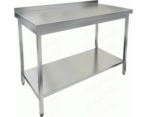 Стол пристенный с бортом и полкой (столешница 1мм) НСО-14/7БП-1