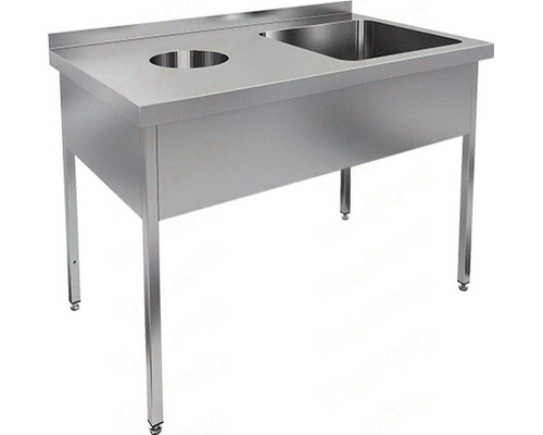 Ванна моечная НДСО1М-12/6БП (БЛ) с отверстием для сбора отходов, 1 мойка 500х400х250