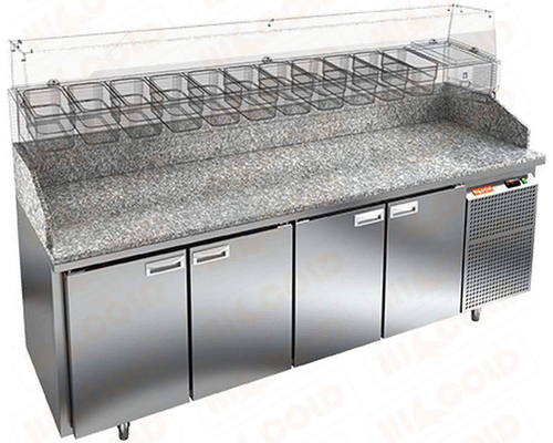 Стол холодильный для пиццы HiCold PZ3-1111/SN (каменная столешница под витрину)