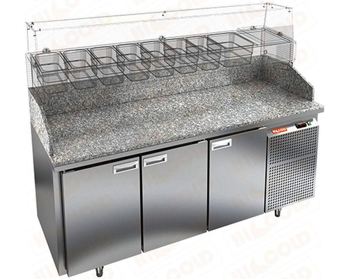 Стол холодильный для пиццы HiCold PZ3-111/SN (каменная столешница под витрину)